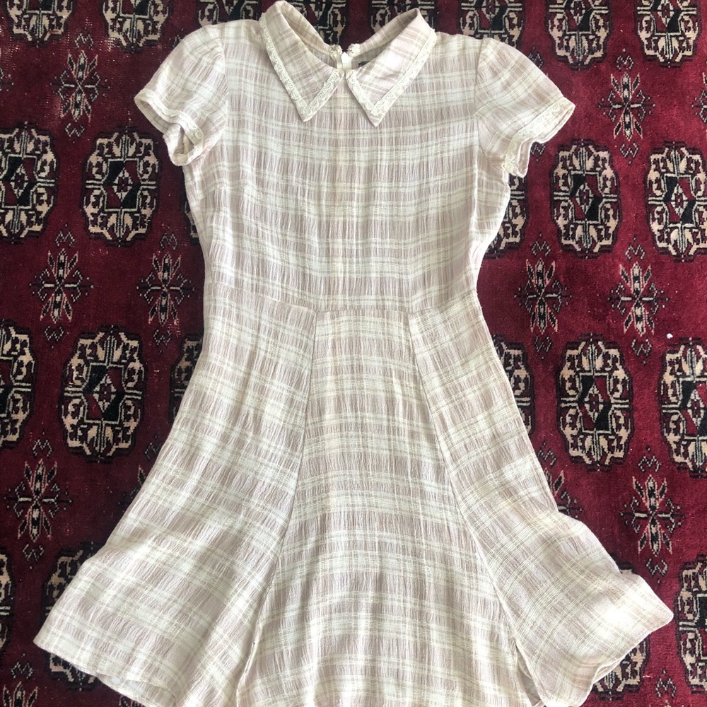 Reformation Cream Plaid Mini Dress